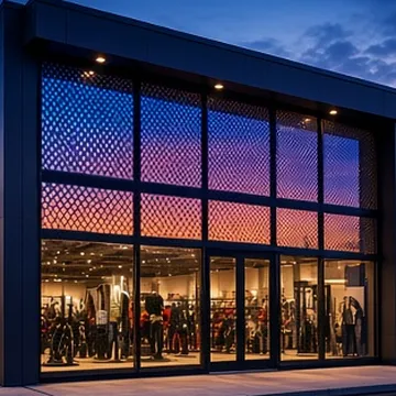 Storefront with perforated window graphics
