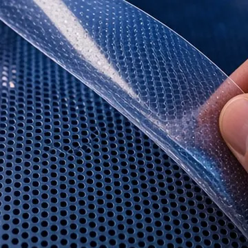 Close-up of perforated window film